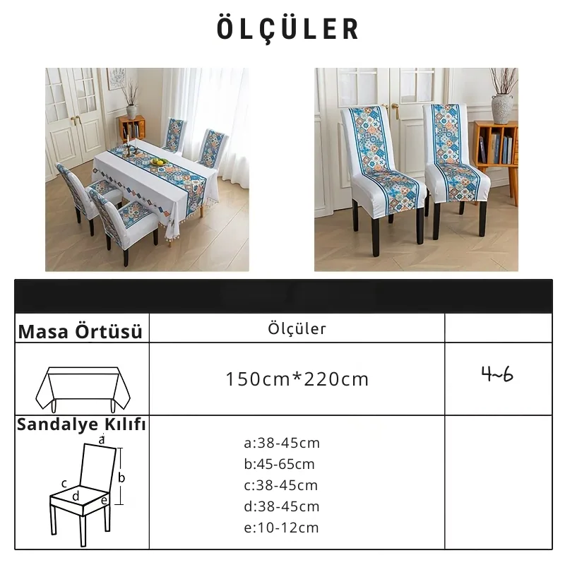Etnik Desenli Masa & Sandalye Örtüsü Seti · Görsel 1