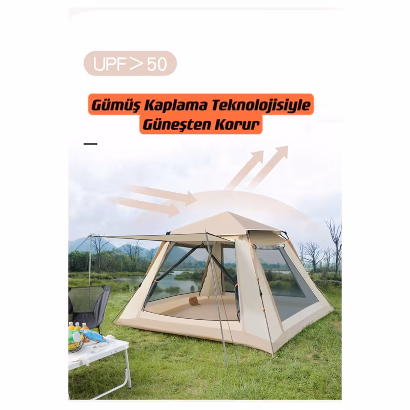 Nurcamp 4 Kişilik Çift Katmanlı Otomatik Kamp Çadırı